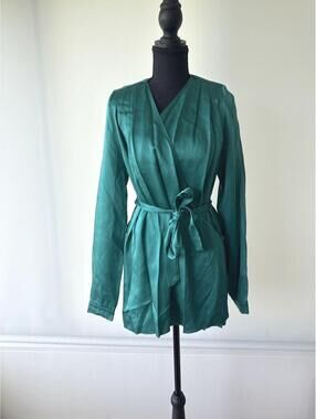 Forte Forte Emerald Green Wrap Silk Jacket Blouse Belted Italy